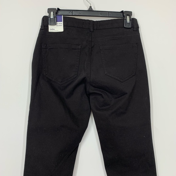Zara Dark Black Peach Touch Soft Denim Mid Rise Skinny Jeans New Nwt Size 2 - Picture 6 of 16